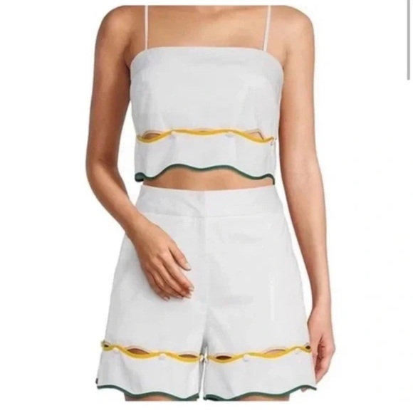 ANTONIO MELANI 2pcs white with yellow and green trim shorts - Picture 3 of 8